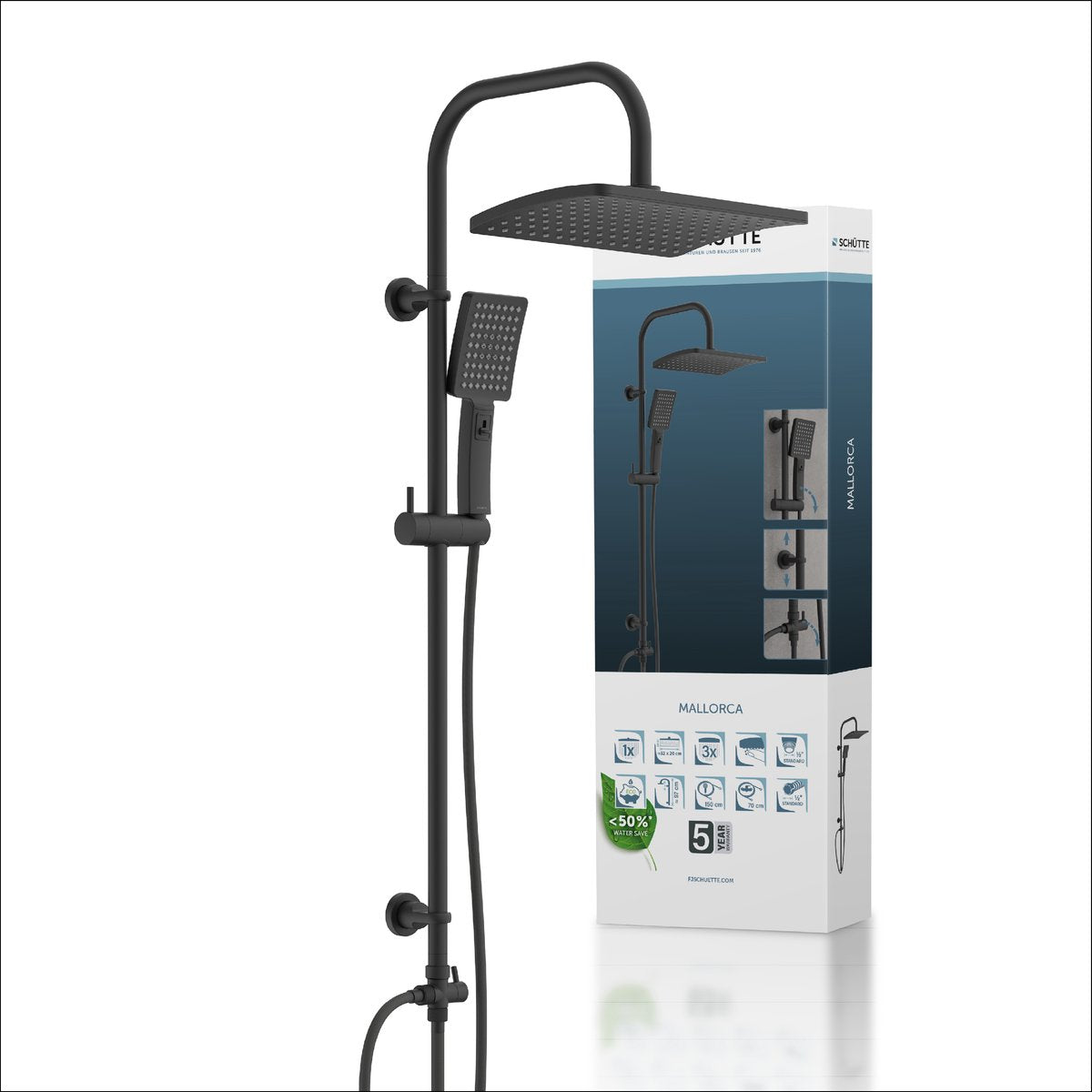 Schütte Schütte Head Shower Set Mallorca Matzwart