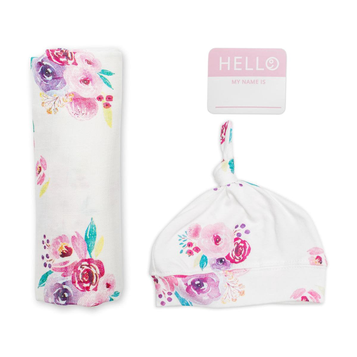 Lulujo hello world - swaddle mustje - posies
