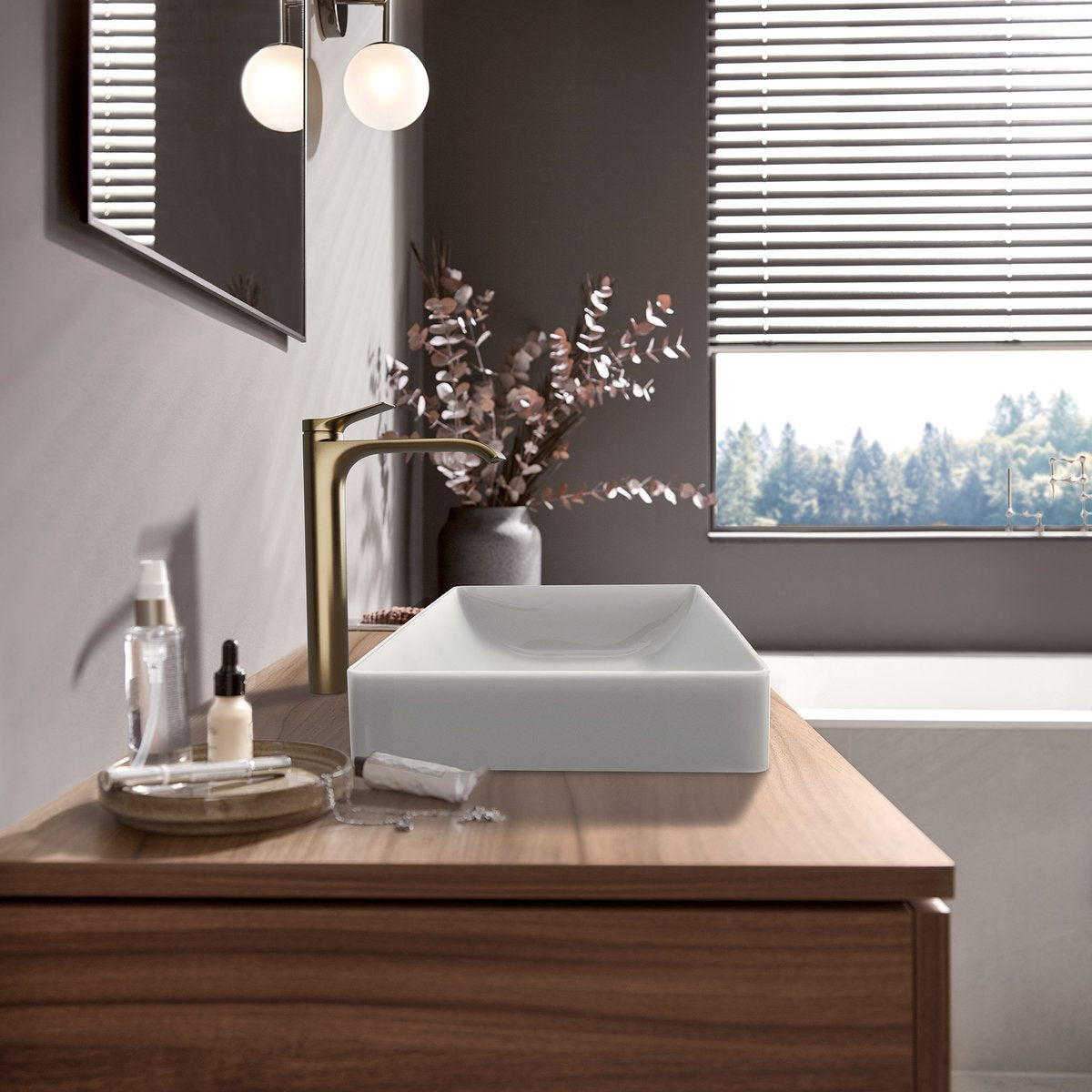 Hansgrohe vivenis - grifo para lavabo con desagüe, ecosmart, coolstart, bronce cepillado 75044140