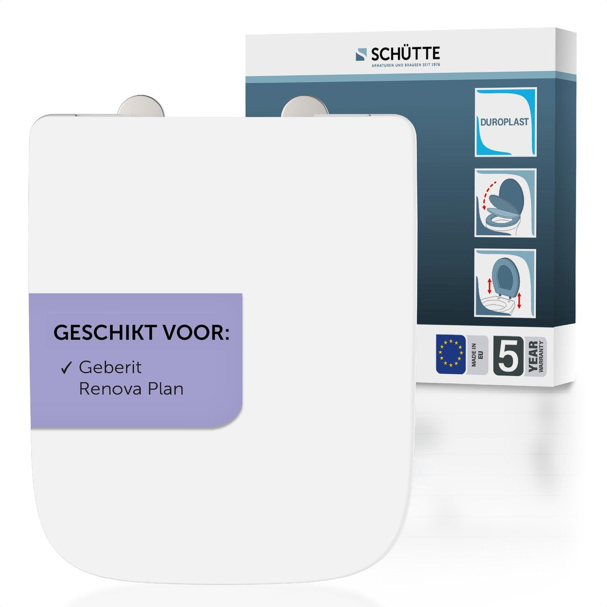 Schütte wc-bril 82820 pro 4 - e-vorm - valrem - afneembaar - geschikt voor geberit renova plan - belastbaar tot 250 kg