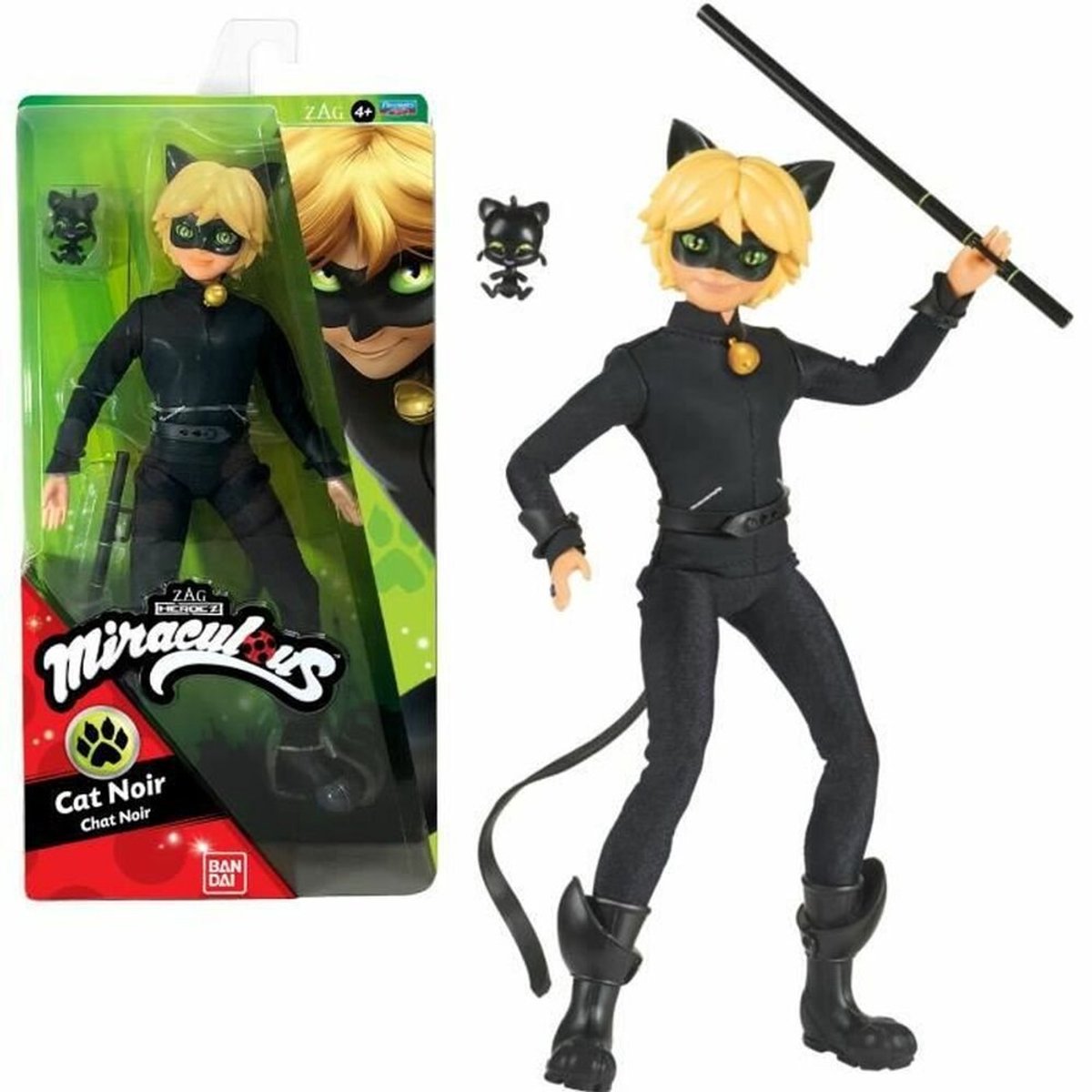 Bandai - miraculous ladybug - fashion doll 26 cm - black cat - officieel gelicentieerde miraculous - black cat gelede pop - speelgoed voor kinderen van 4 jaar + - p50002