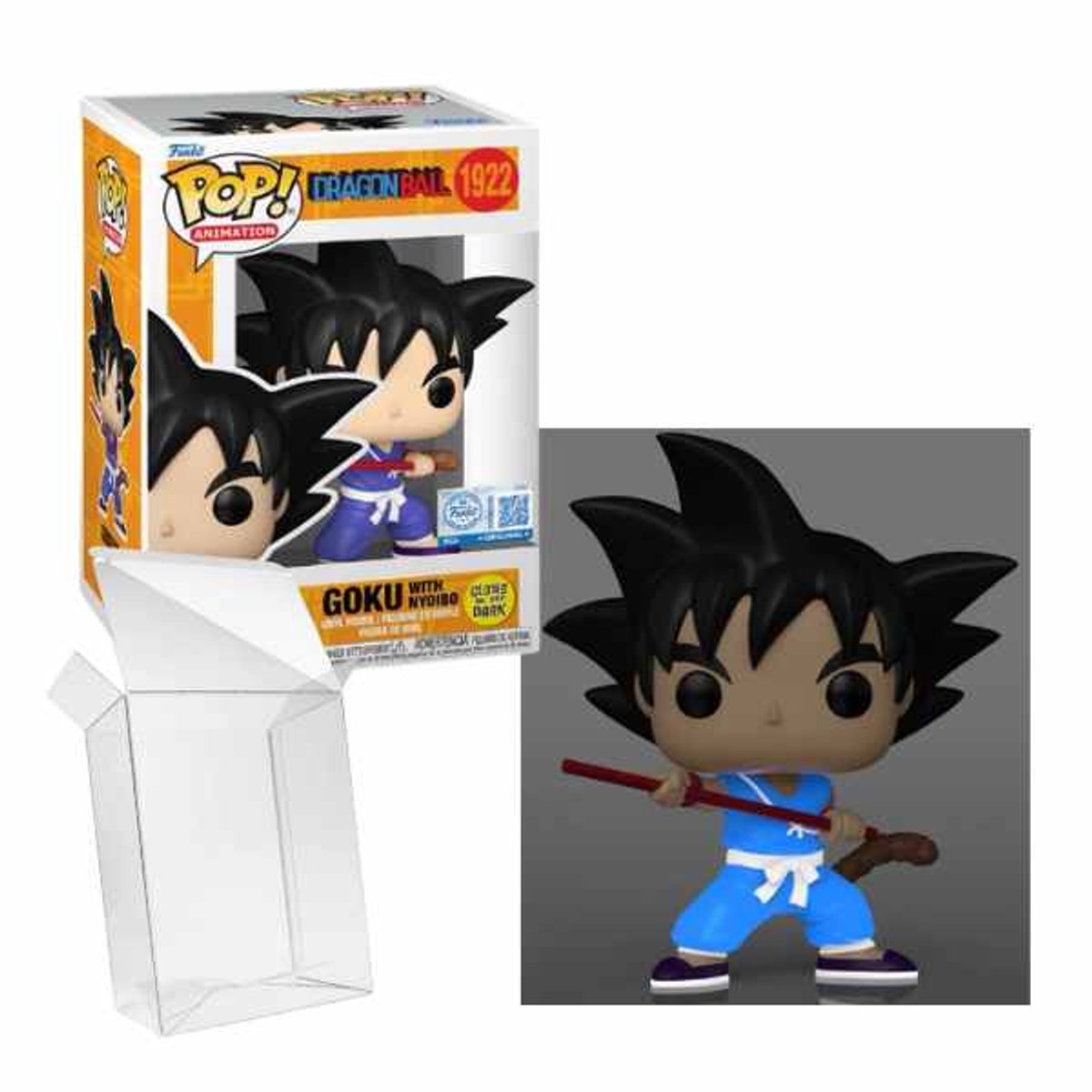 Funko pop! animation: dragon ball - goku (with nyoibo) #1922 glows in the dark special edition exclusive