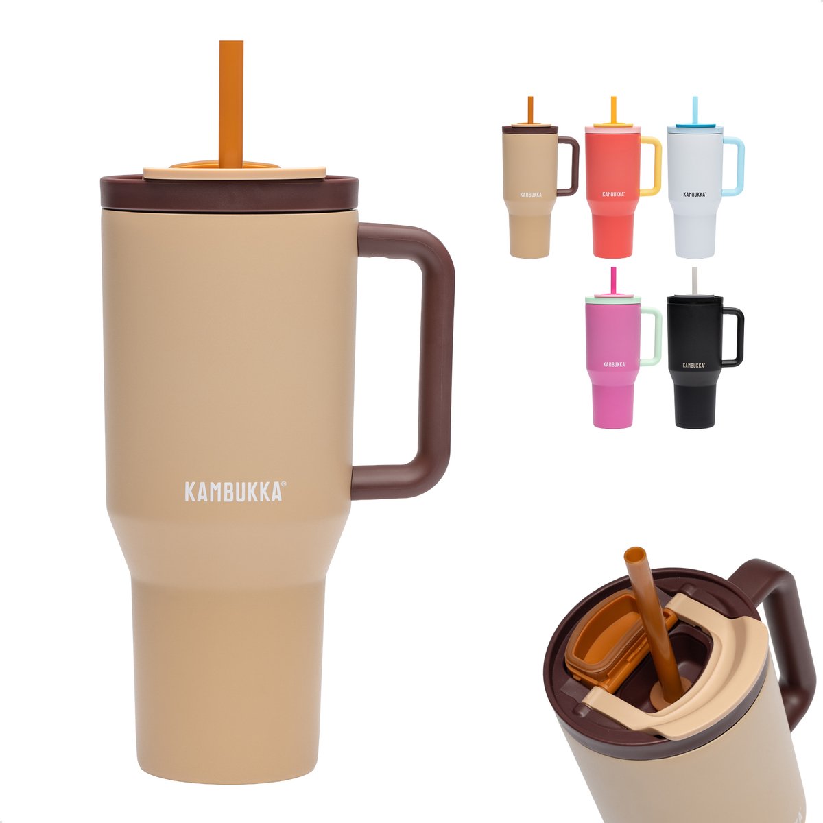 Kambukka rio - bicchiere da 950 ml - bottiglia d'acqua da sogno alla mandorla con cannuccia telescopica - a prova di perdite - senza BPA
