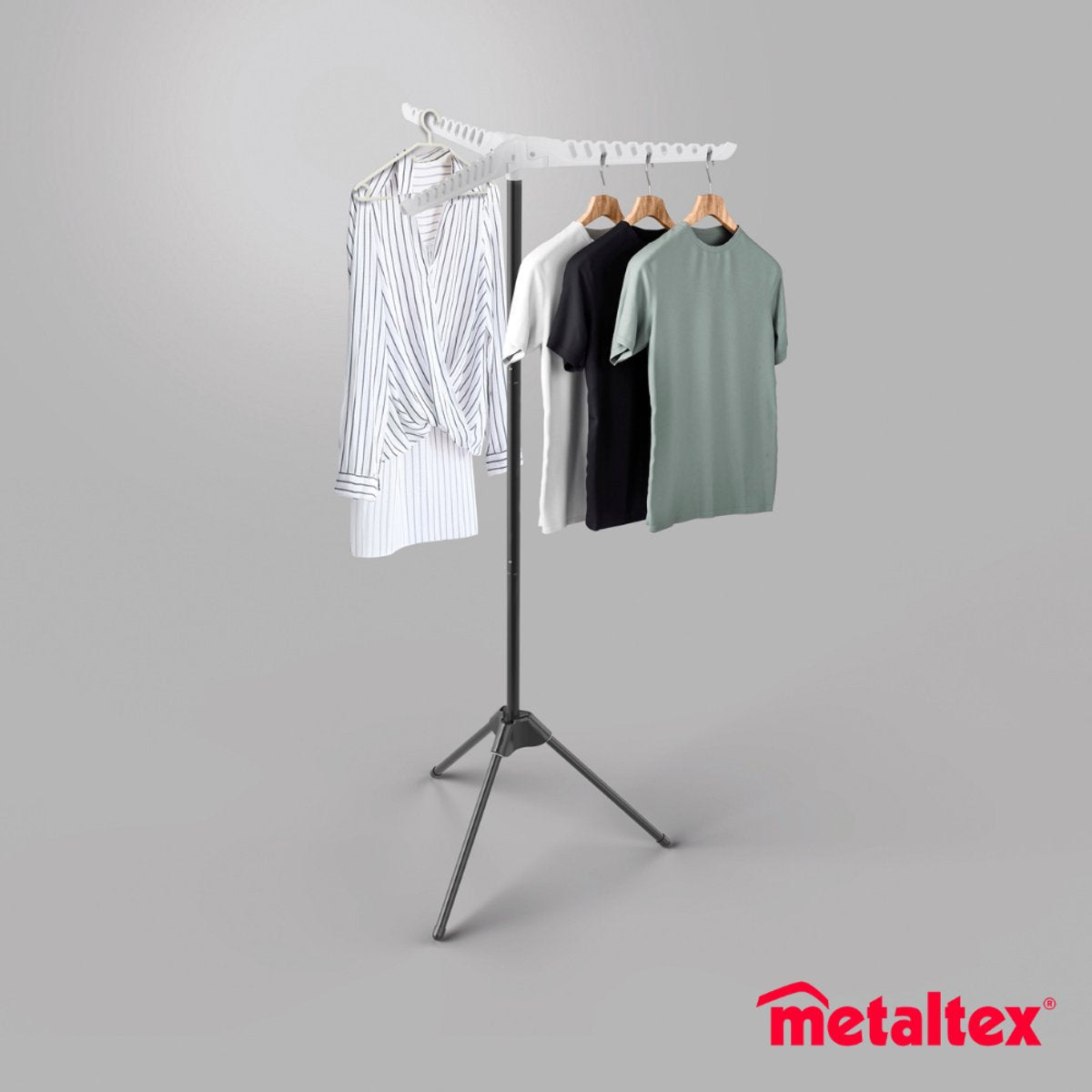 Metaltex - tendedero tri-hang - tendedero ajustable - 150 cm - multifuncional - plegable - para 33 perchas