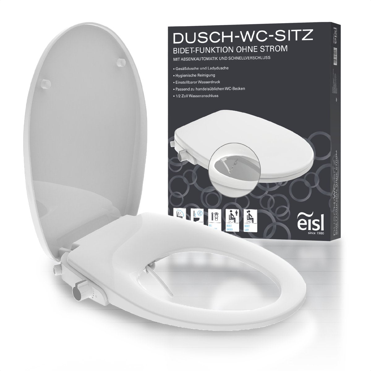 Sedile del bagno eisl soft-close con funzione bidet bianca