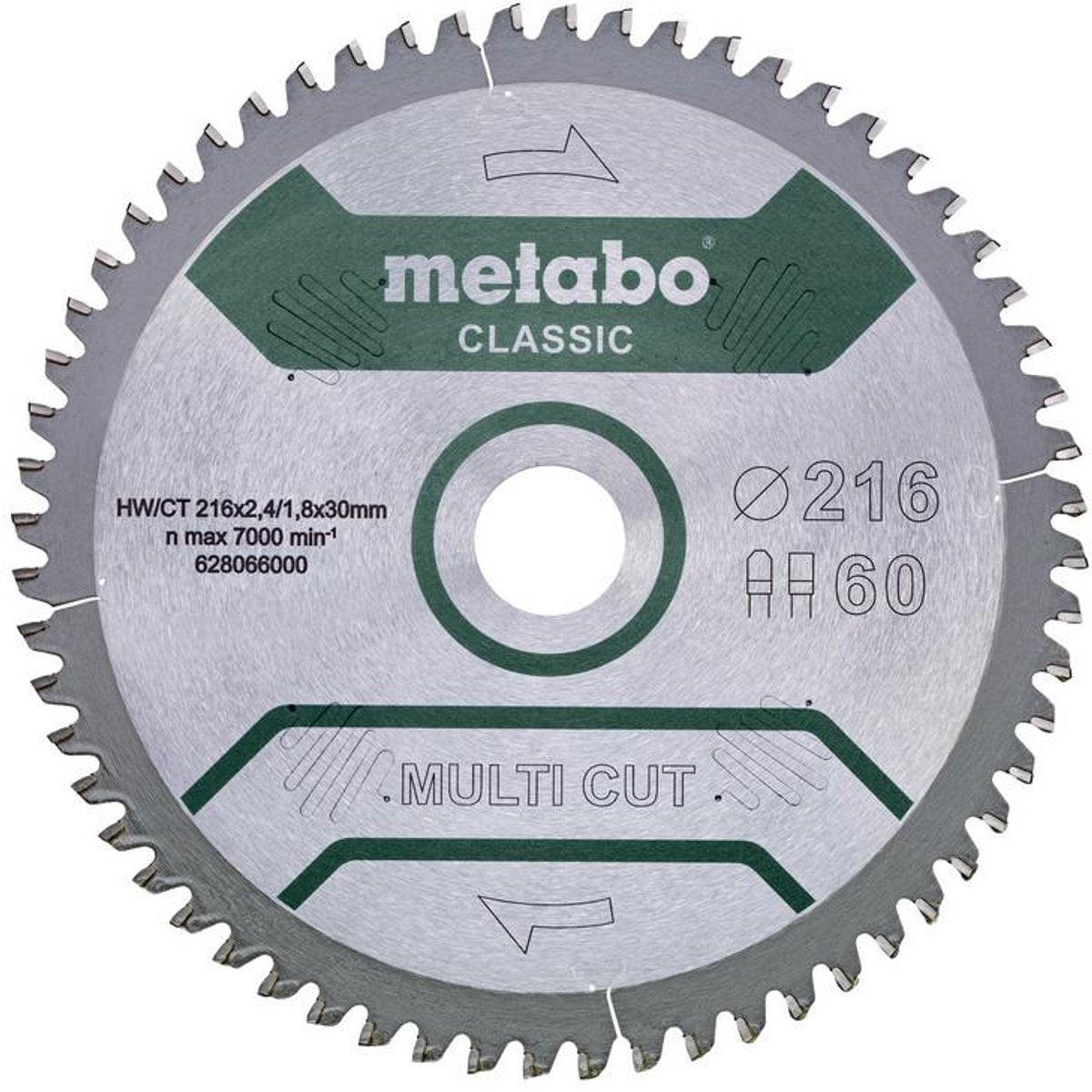 Metabo multi cut classic - cirkelzaagblad - 216mm - 60 tanden - fz tz geometrie