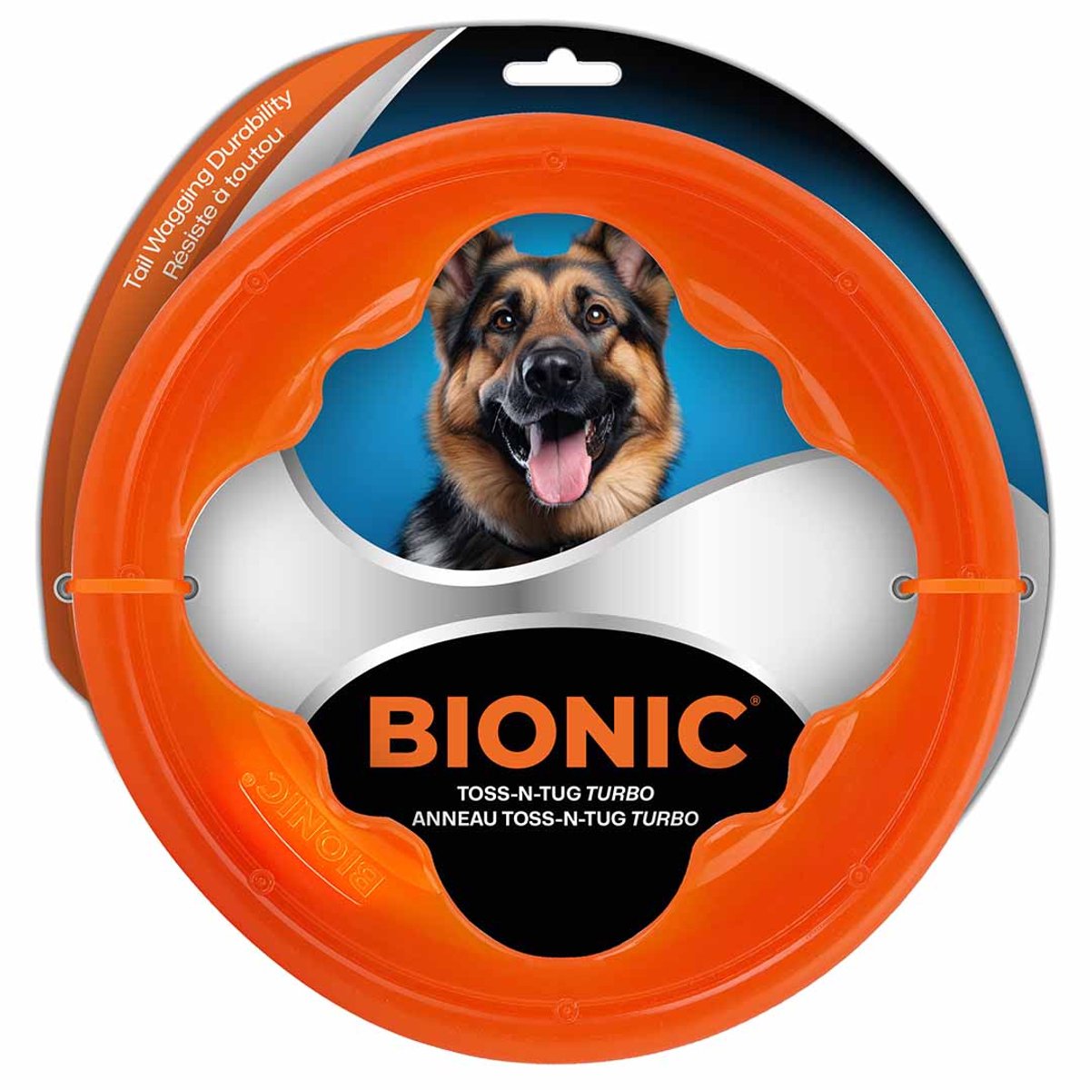 Bionic apporteerspeeltje toss-n-tug turbo 23x22,5x1,5cm oranje