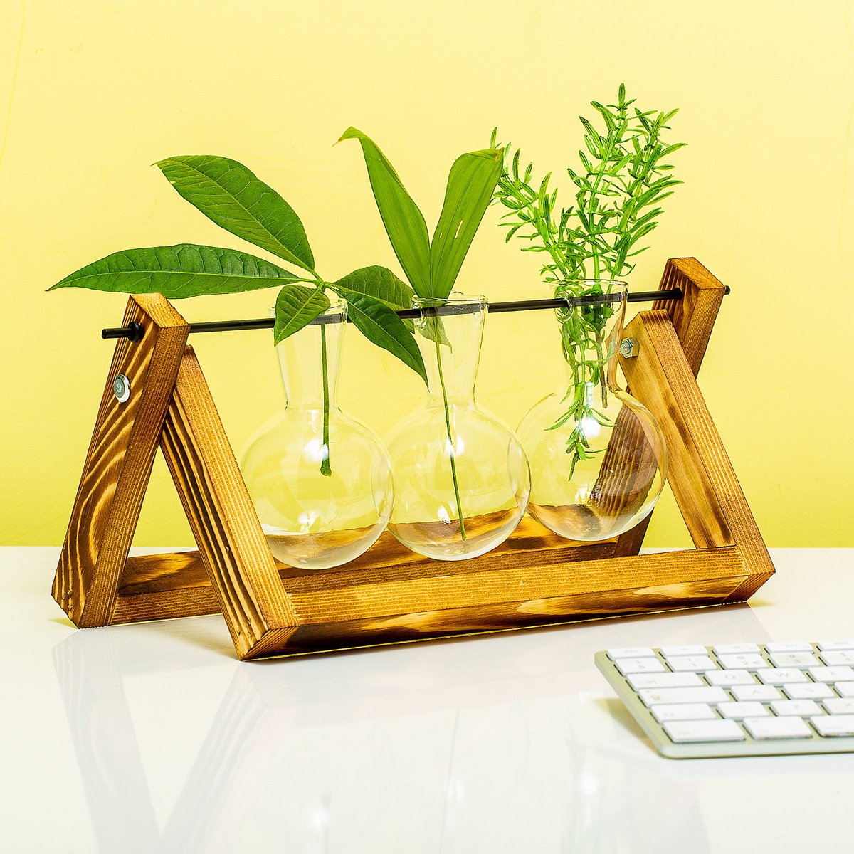 Jarrón de esquejes de madera Winkee - 3 vasos
