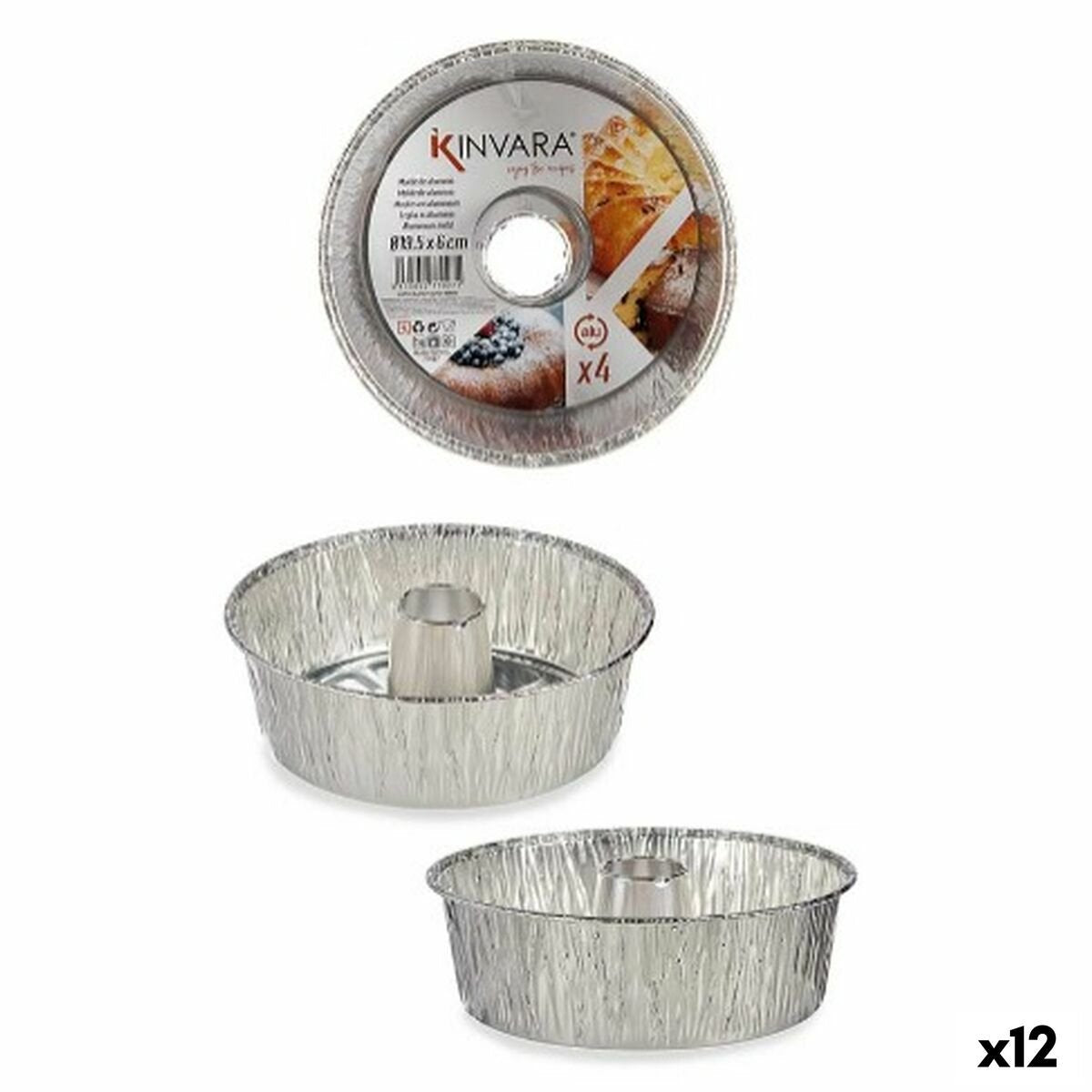 Set Kinvara con stampi per torta 30286c alluminio color argento 19,5 x 19,5 x 6 cm 4 parti (12 pezzi)