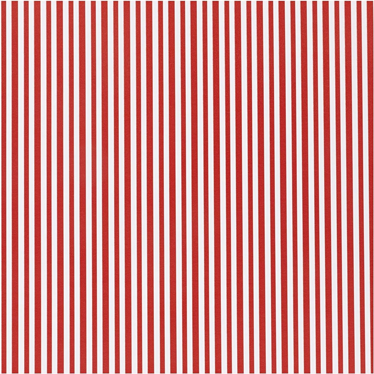 Papel de regalo Creativ Company, rayas, A: 50 cm, 80 gr, rojo blanco, 5 m 1 rollo