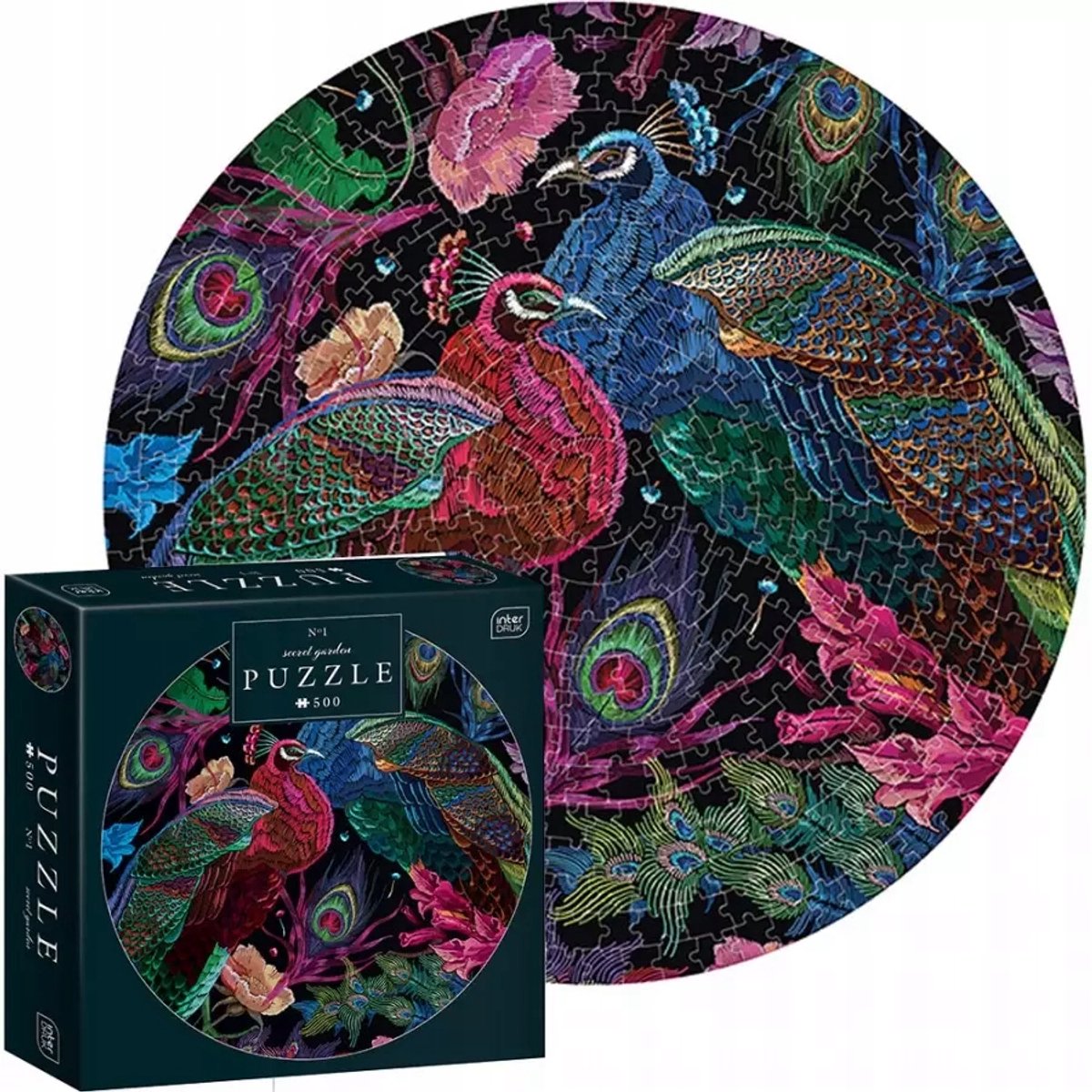 Geronimo games interdruk puzzle 500 pezzi - colori della natura, intorno al pavone