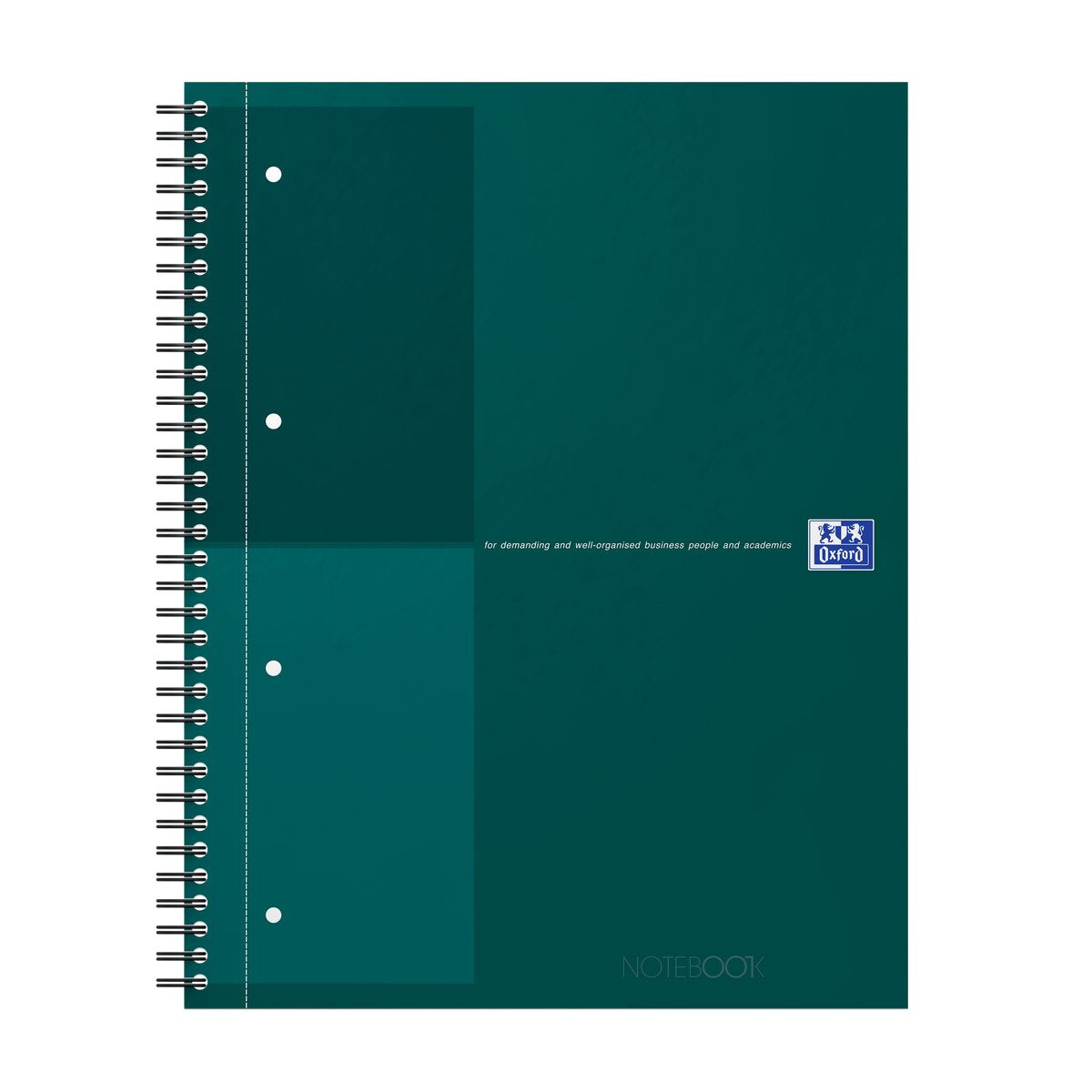 Oxford international notebook a4+ gelijnd 4 gaats 80 vel stevige kartonnen kaft 30 jaar groen