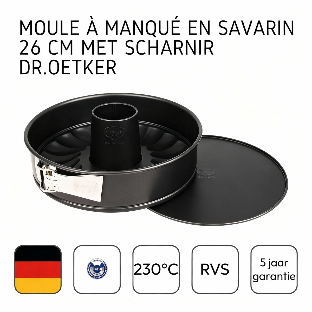 Dr. oetker - molde desmontable 'tradition' - 26 cm - con 2 bases