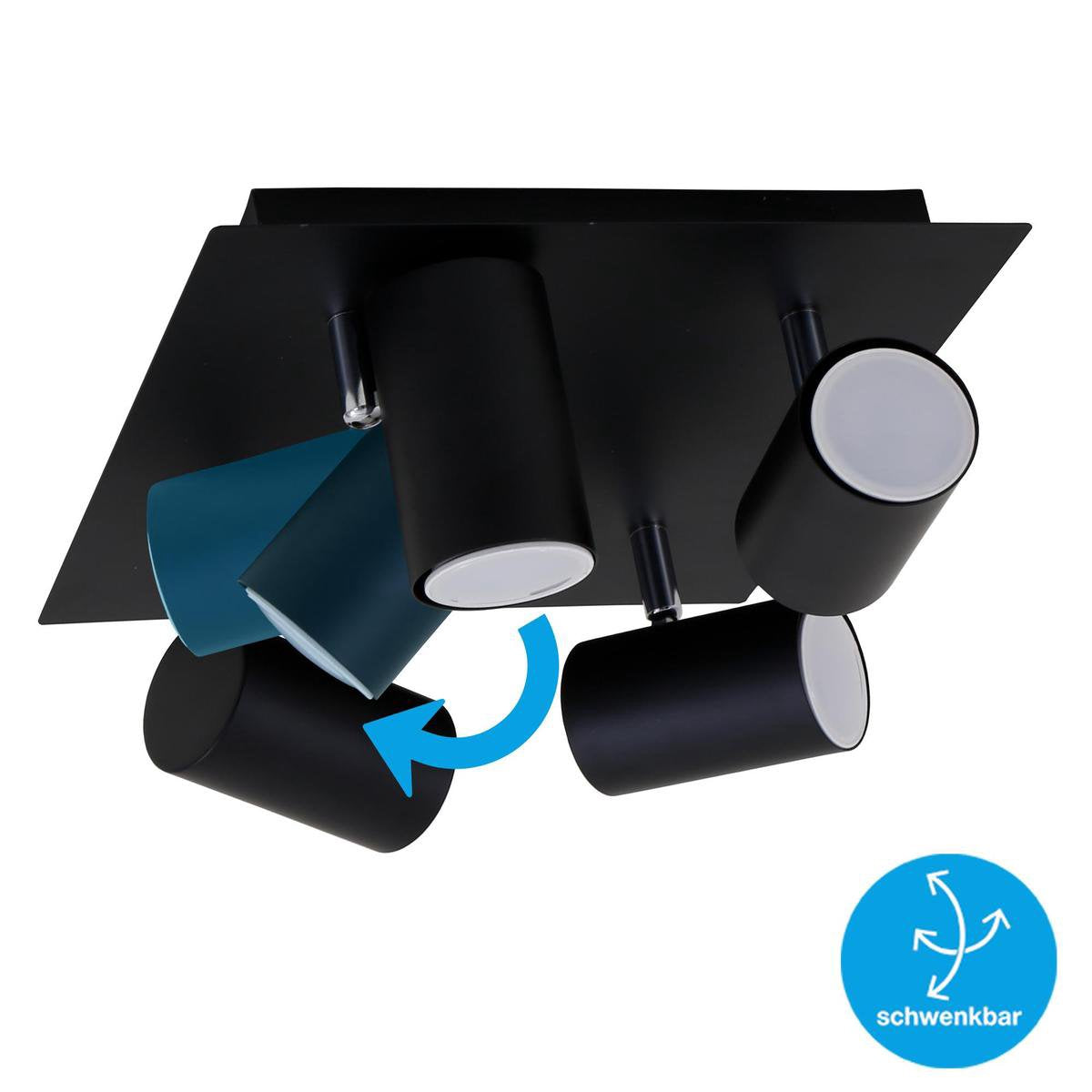 Briloner run - faretto da soffitto - faretto da superficie con 4 luci - ruotabile - lampada da soffitto - gu10 - max. 40 watt - nero