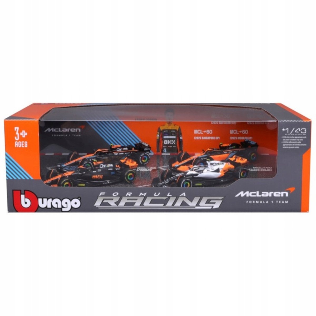 Bburago f1 mclaren raceauto set lando norris 1:43 - 4 modellen.