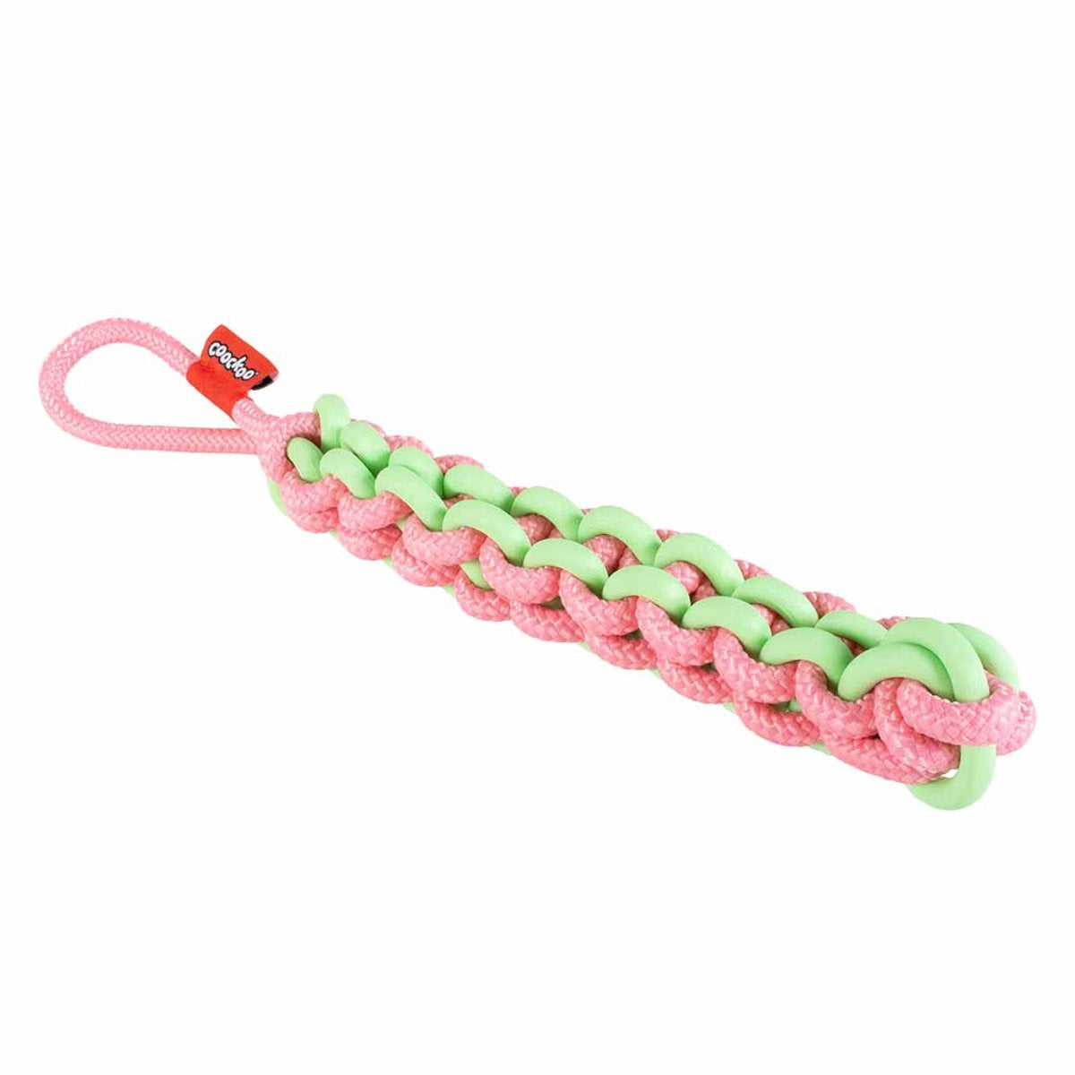 Coockoo giocattolo per cani twisting tugger verde rosa