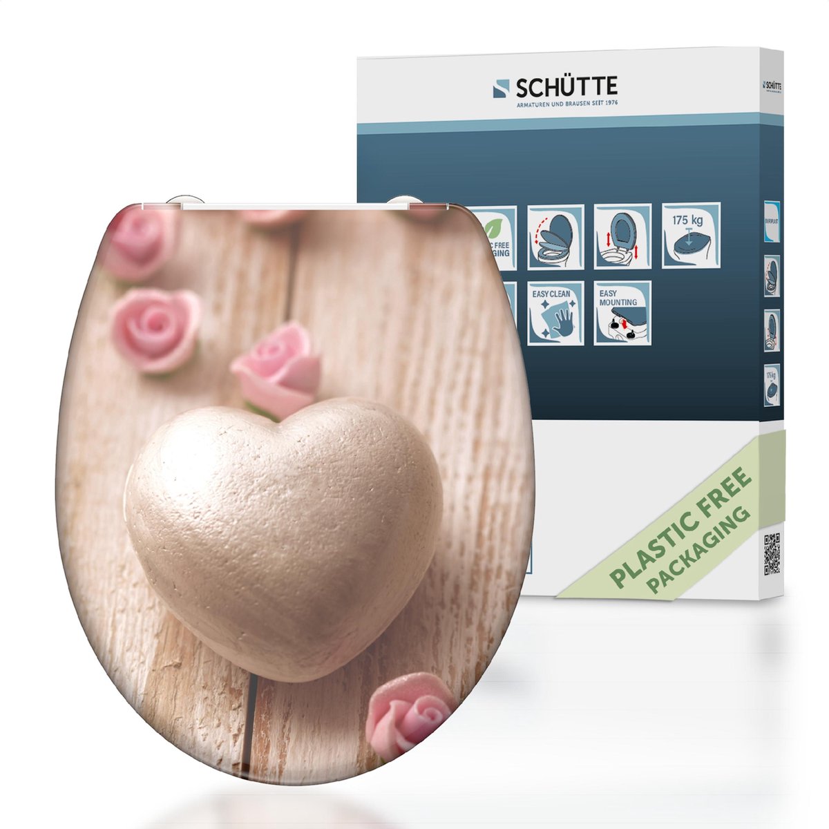 Asiento de inodoro Schütte Schütte con duroplast romántico de cierre suave con impresión