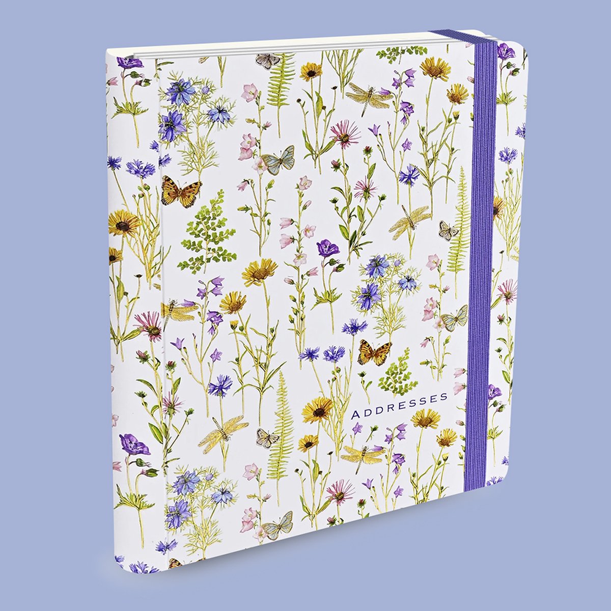 Libreta de direcciones Peter Pauper grande - jardín de flores silvestres - con cierre elástico - 16x21 cm
