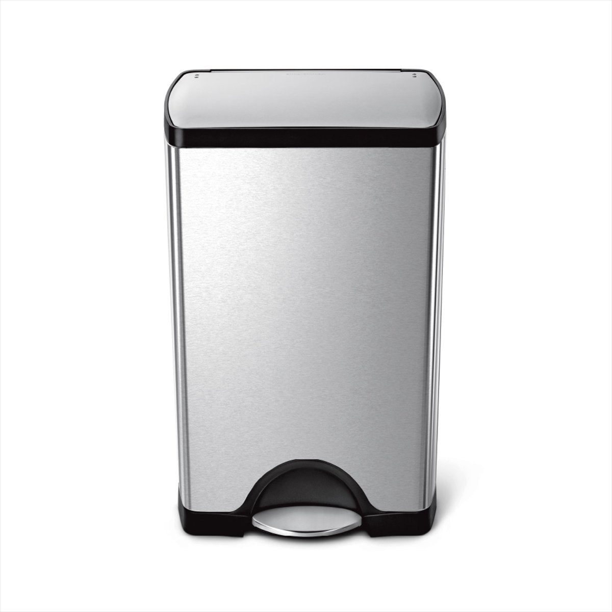 Cubo de basura con pedal rectangular clásico Simplehuman - 38 litros - acero inoxidable cepillado