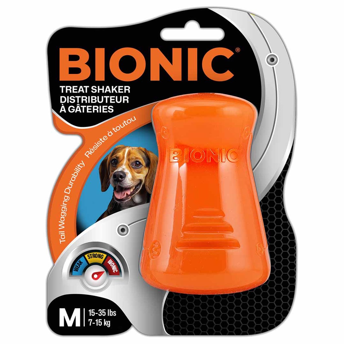 Bionic voederspeeltje treat shaker 6x6x8,5cm oranje
