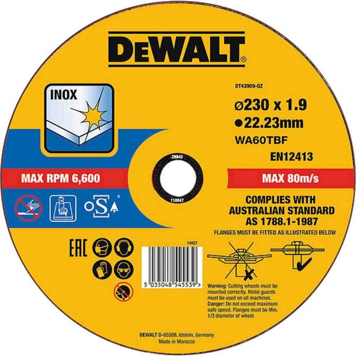 Dewalt dt43909 disco de corte acero inoxidable 230mm