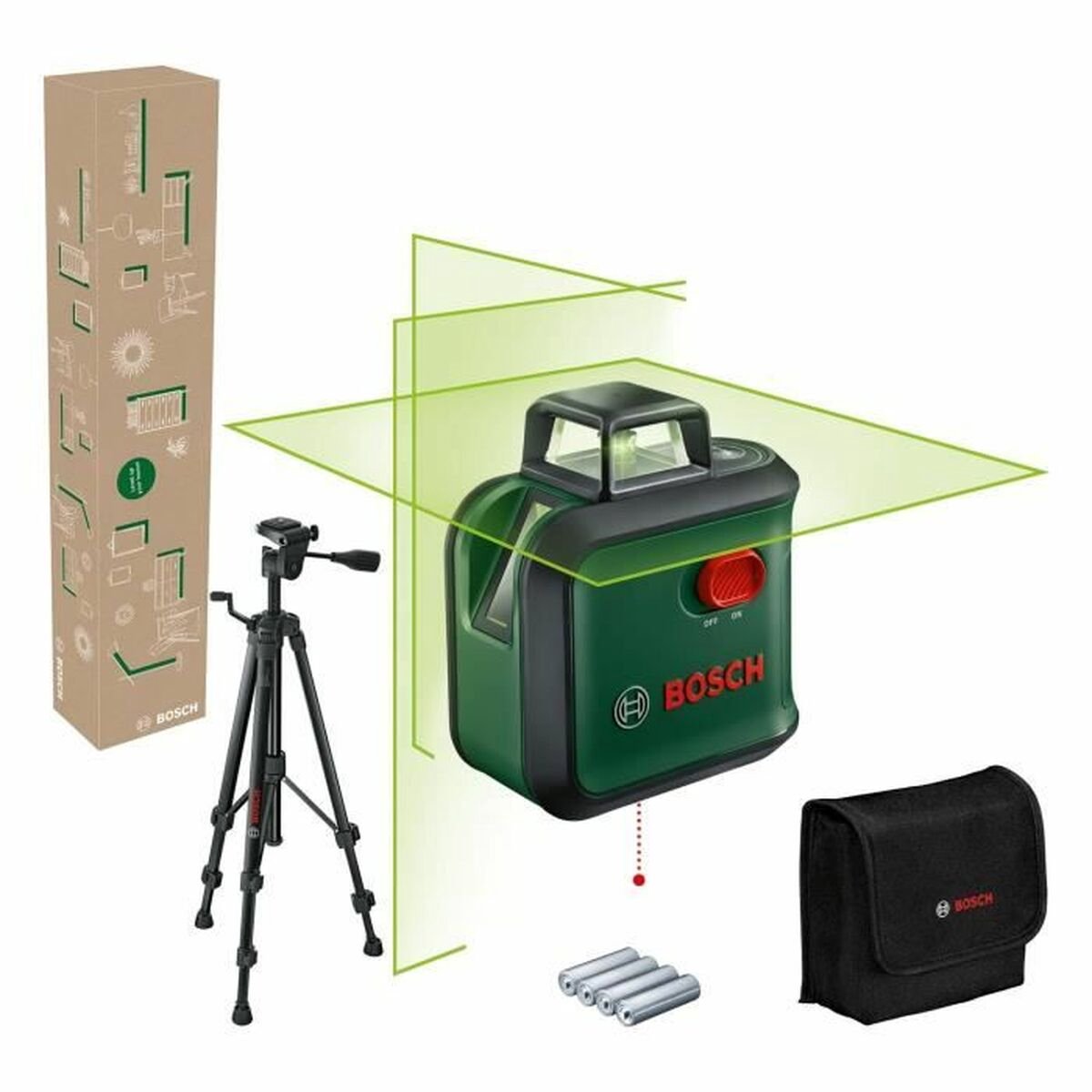 Laser a linea Bosch Advanced Level a 360° - con treppiede e batterie