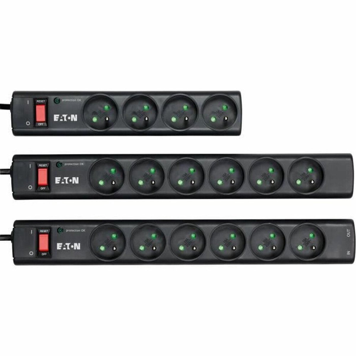 Eaton plug dosenleiste uberspannungsschutz - tira de protección 6 fr - ps6f - 6 dosis de enchufe francés - negro