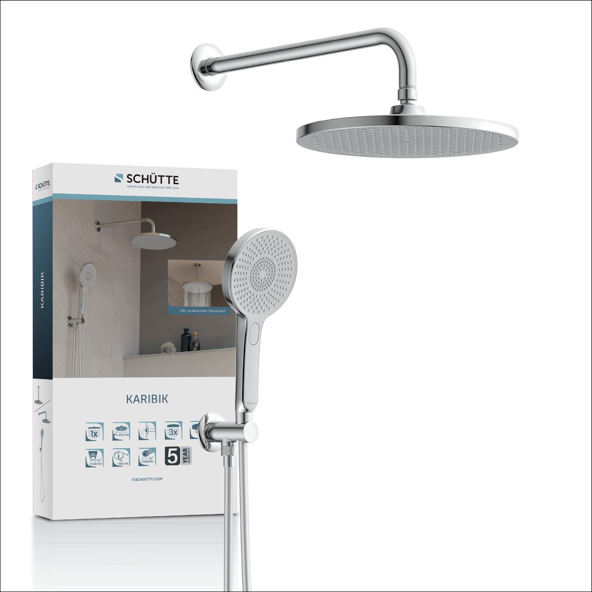 Set doccia completo Schütte karibik - cromo grigio chiaro