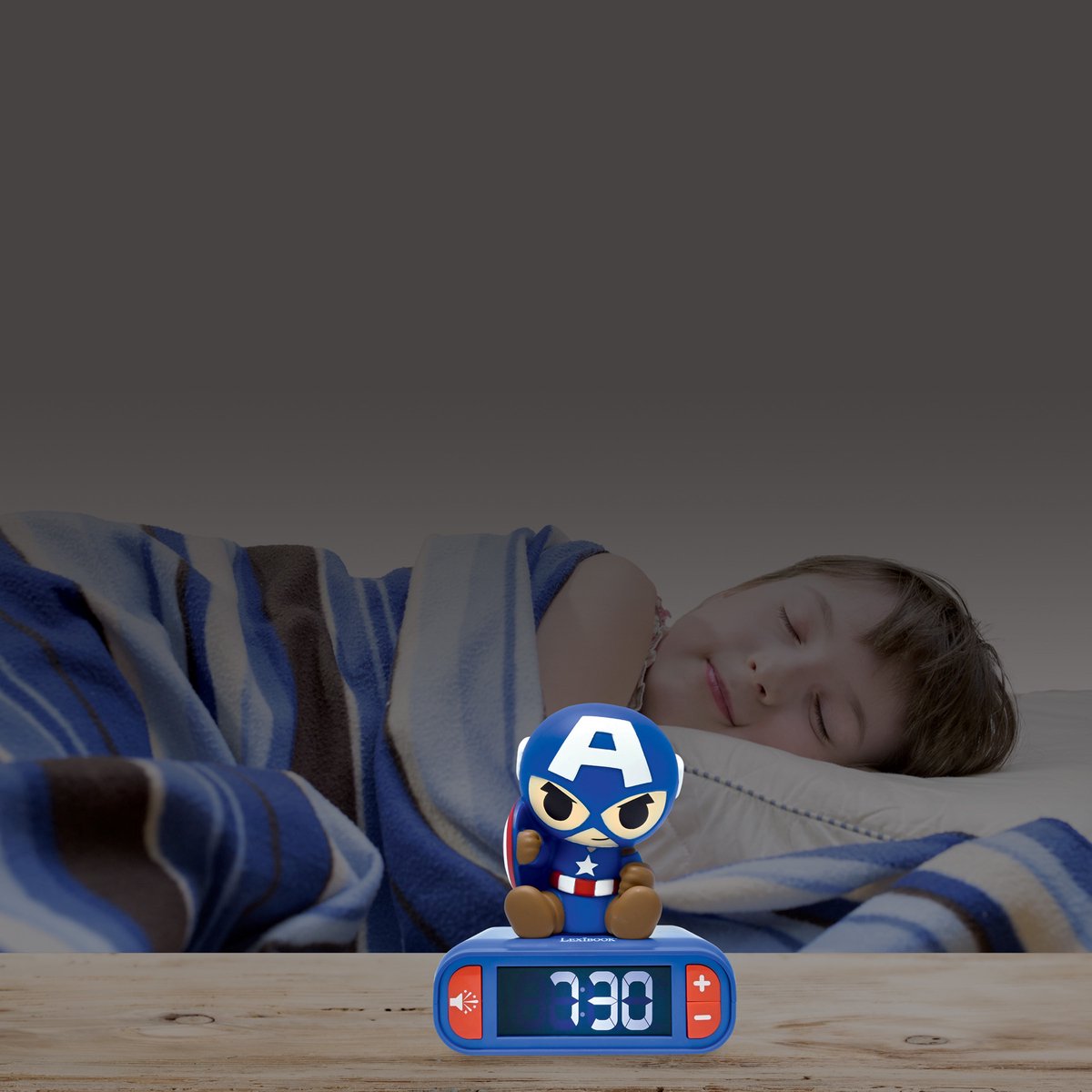 Lexibook captain america night light alarm clock with sounds