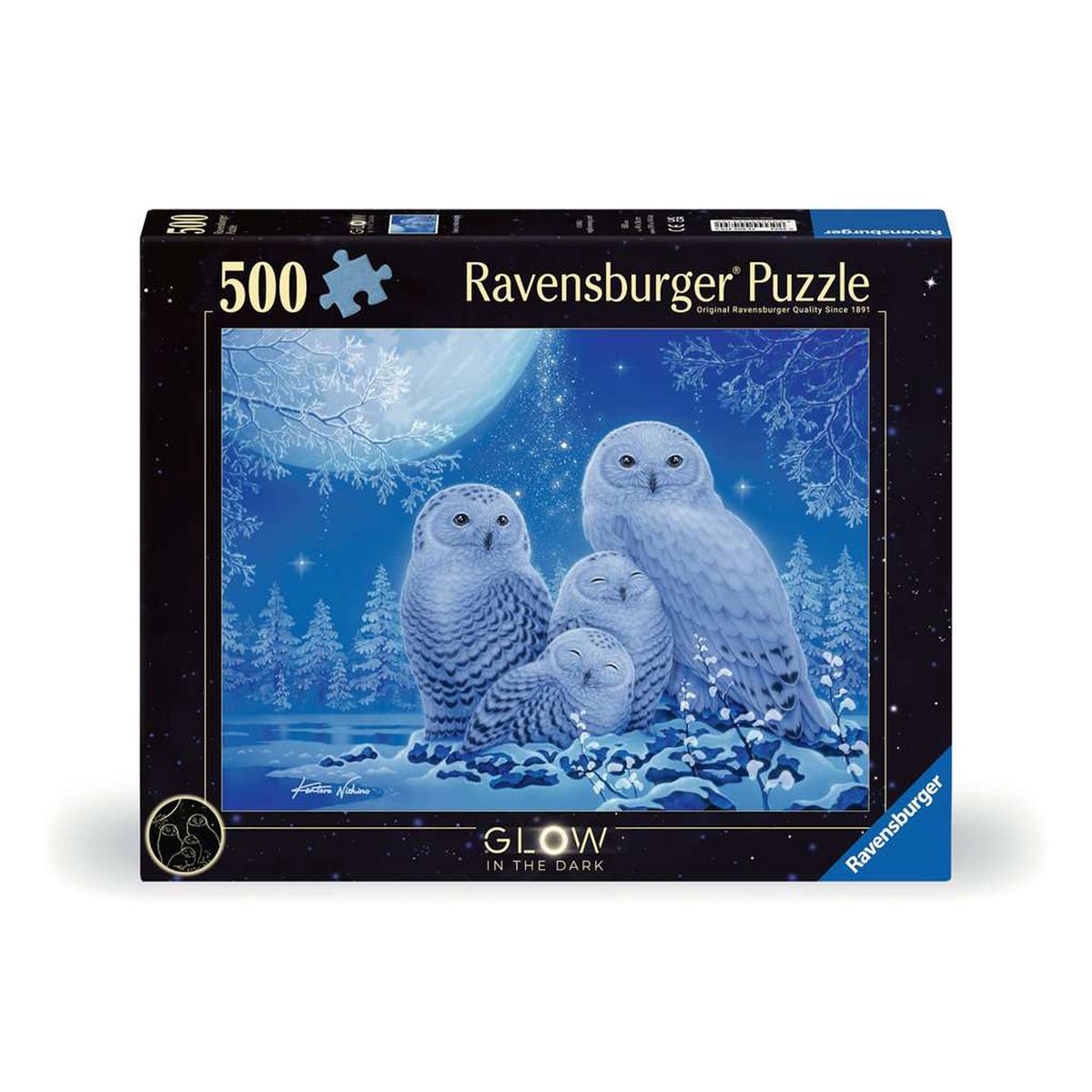 Ravensburger puzzel glow in the dark - uilen maanlicht 500 stukjes.