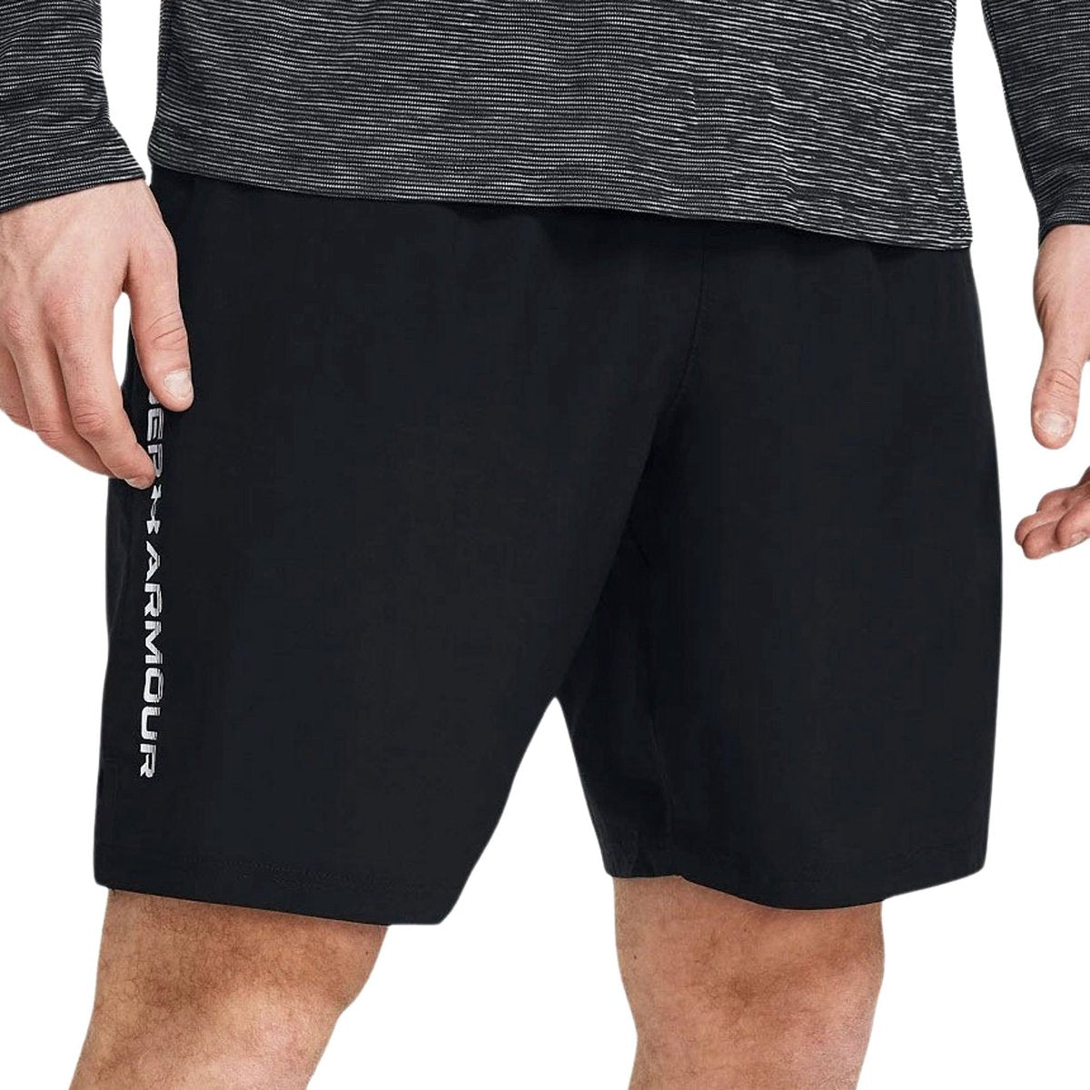 Under armour ua tech couture wordmark short-blk pantalones deportivos para hombre - negro - blanco