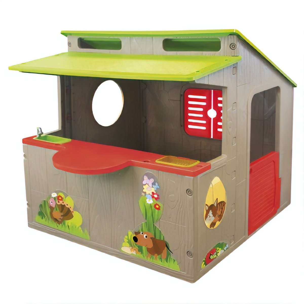 Giochi Paradiso Kiosk Speelhuis 139 x 118 cm Rosso verde marrone