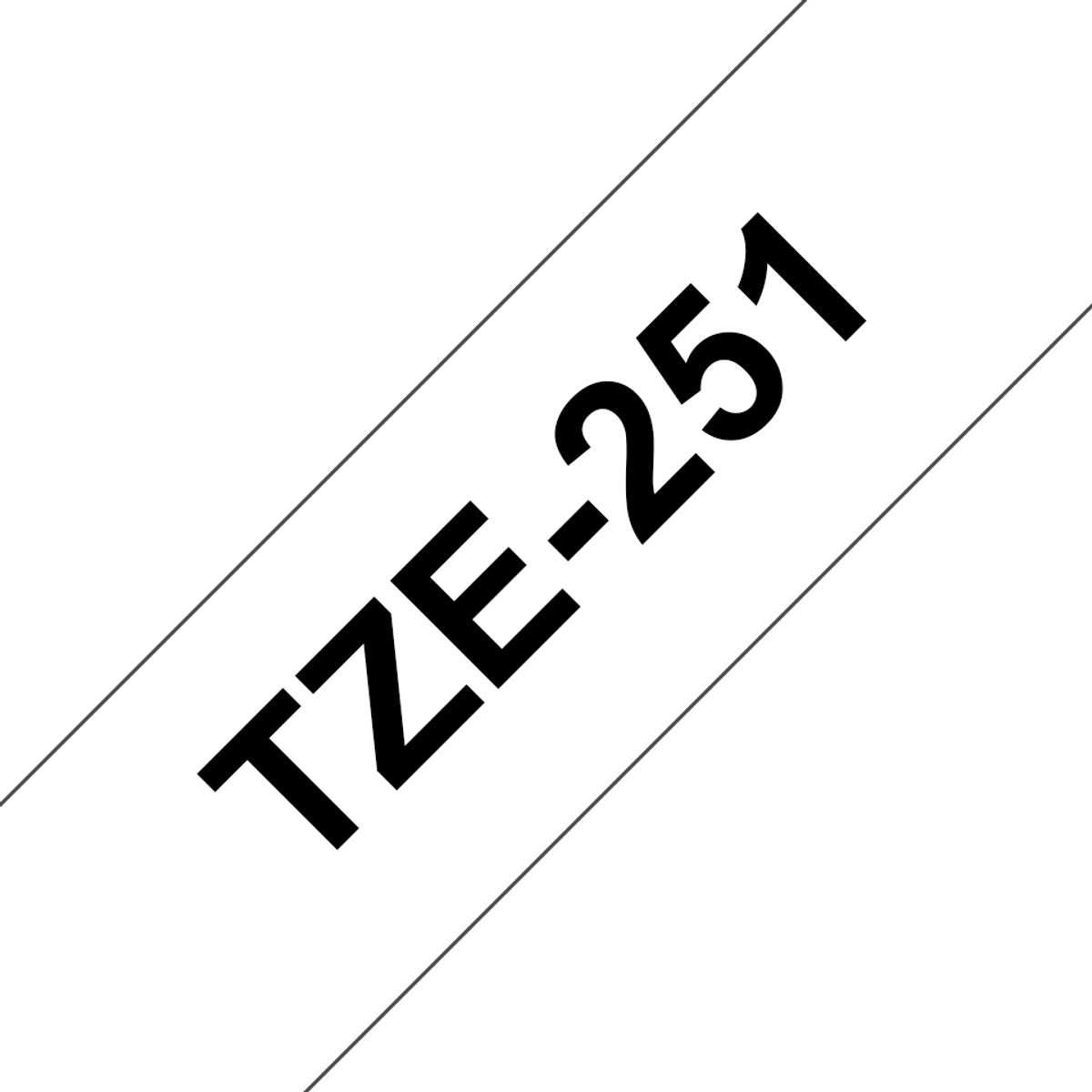 Nastro per etichette Brother p-touch tze-251 24mm nero su bianco | 1 pezzo