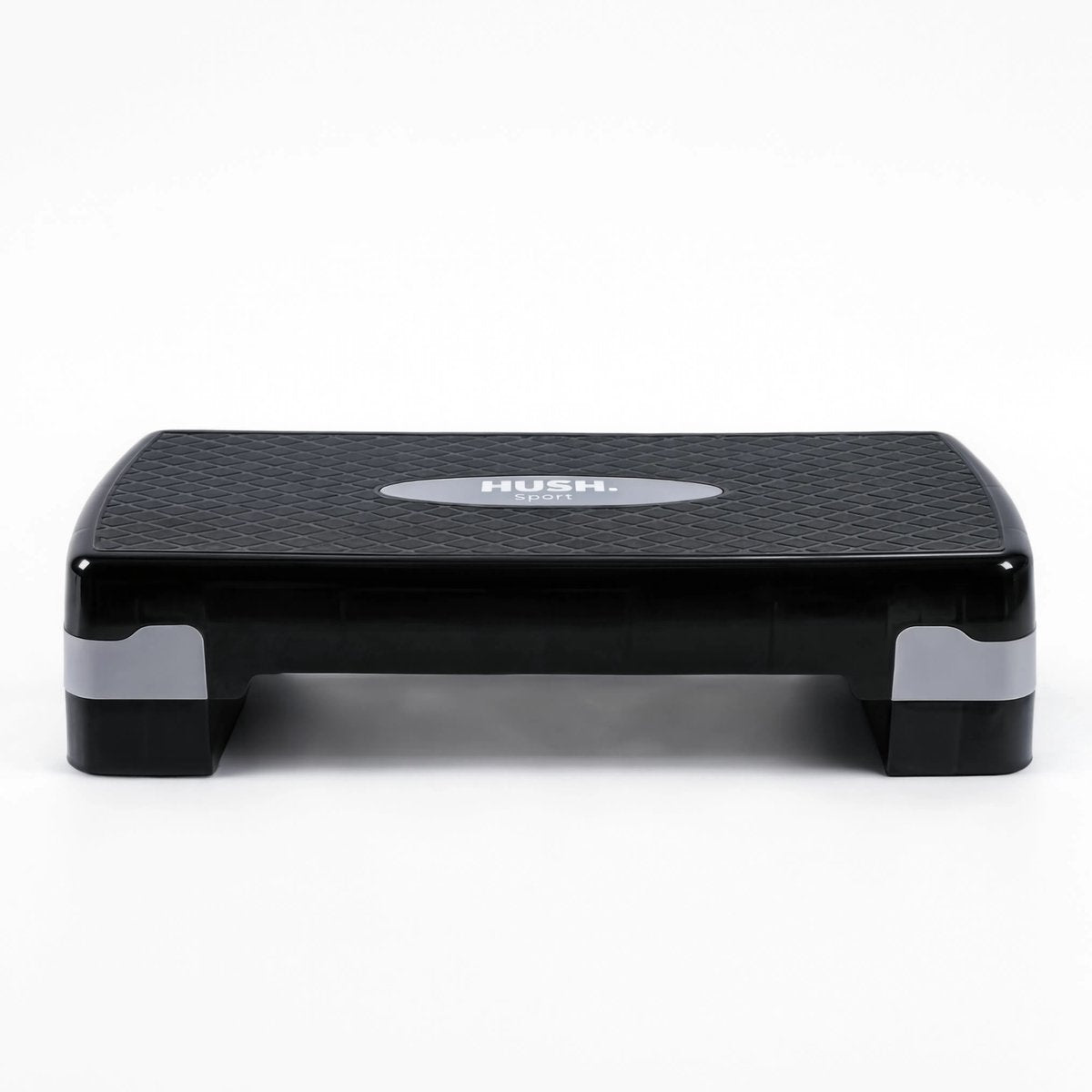 Hush sport - step aeróbico 68 x 28 cm - altura ajustable 10-15 cm - antideslizante - banco de fitness para gimnasio en casa - máx 150 kg - negro gris