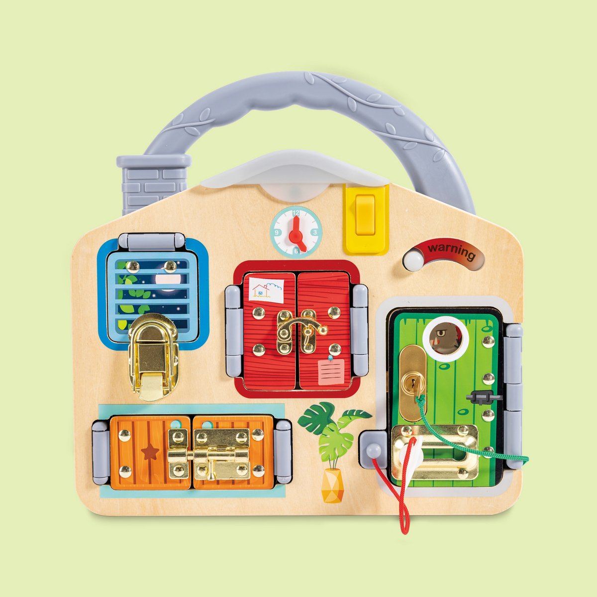 Hape slot sleutel speelbord - busy board met sloten, deuren en geheime doorgangen voor kinderen 3-6 jaar