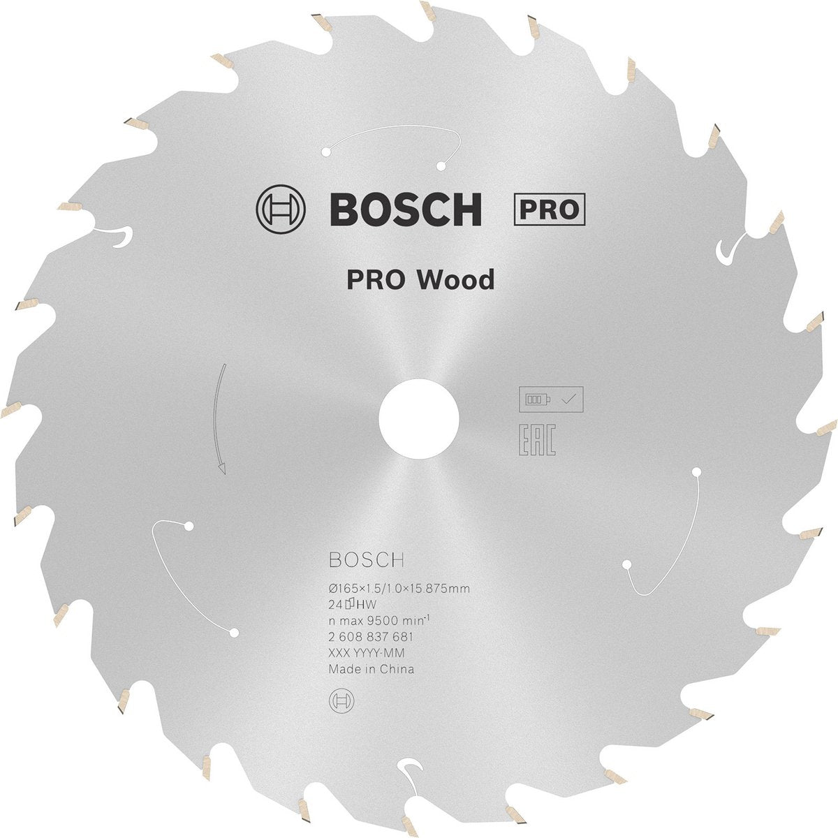 Bosch 2608837681 cirkelzaagblad - 165 x 15,875 x 24t - hout