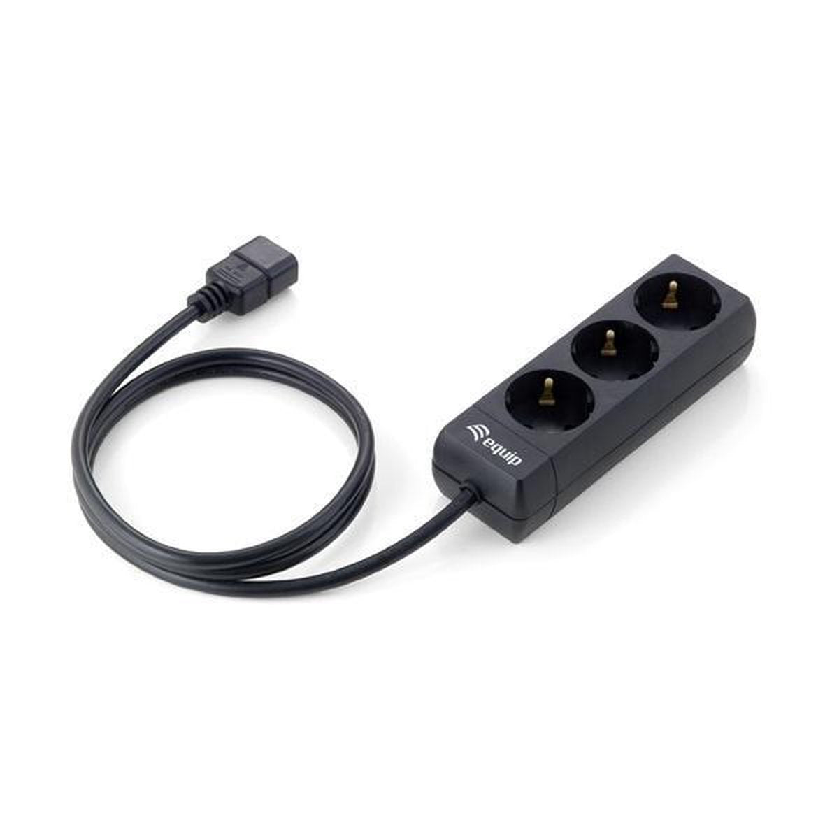 Equip ups pdu stekkerdoos met 3 contacten zwart - 1,1 meter