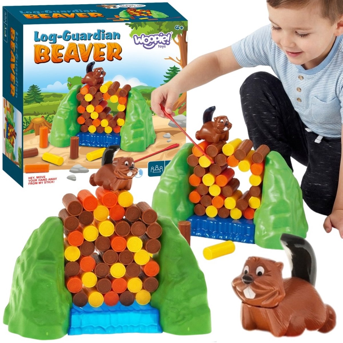 Juego Woopie Falling Beaver Dam - Juego arcade - Juego familiar - Juego de habilidad - 46 partes