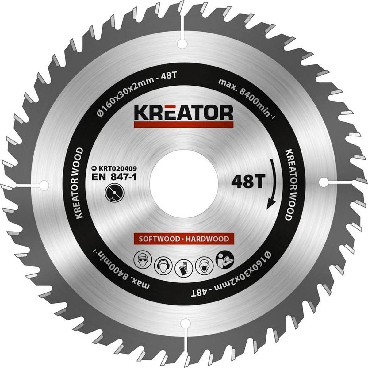 Kreator krt020409 zaagblad hout 160 mm - 48t