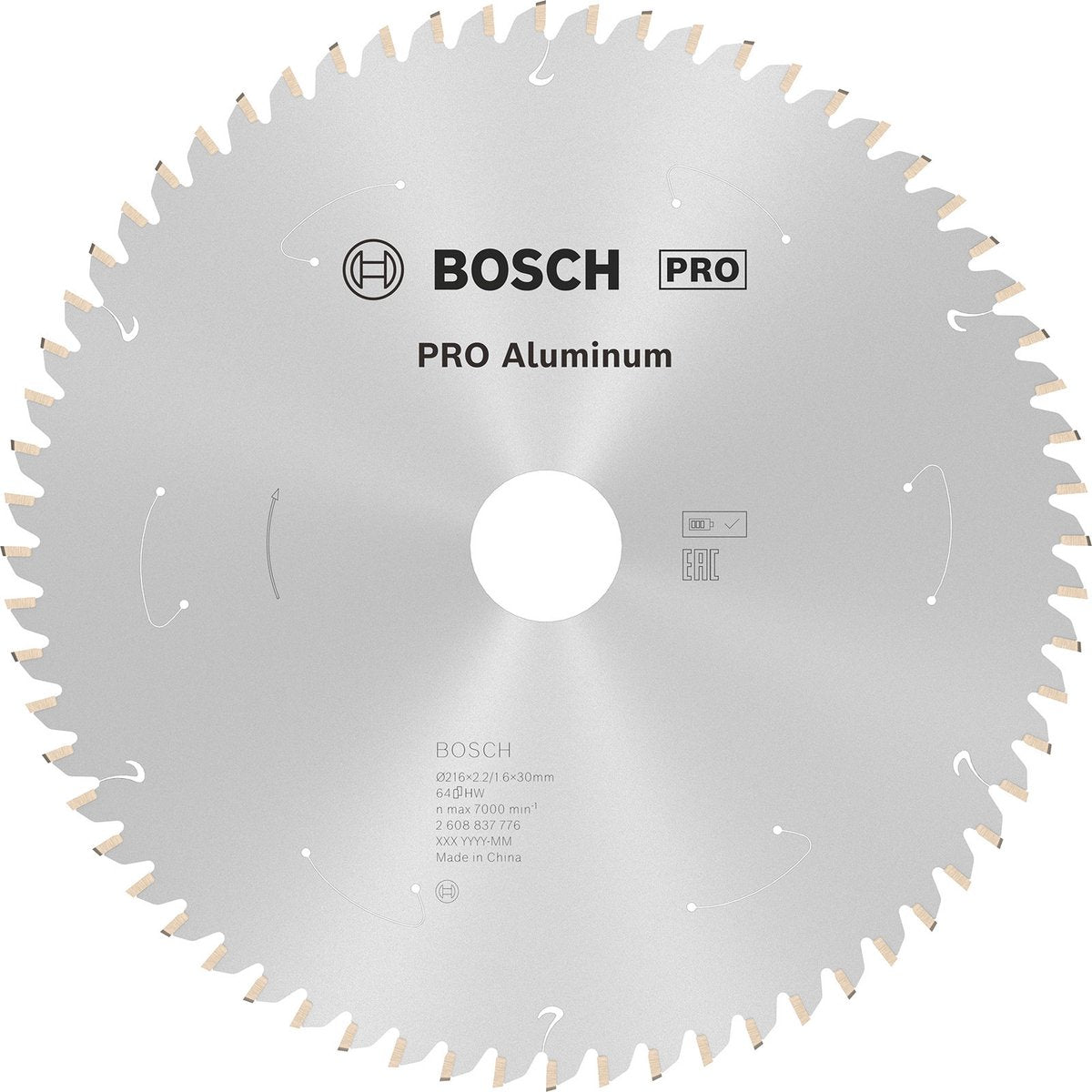 Hoja de sierra circular profesional de carburo Bosch 216 x 30 x 2,2 mm (64 dientes) - aluminio