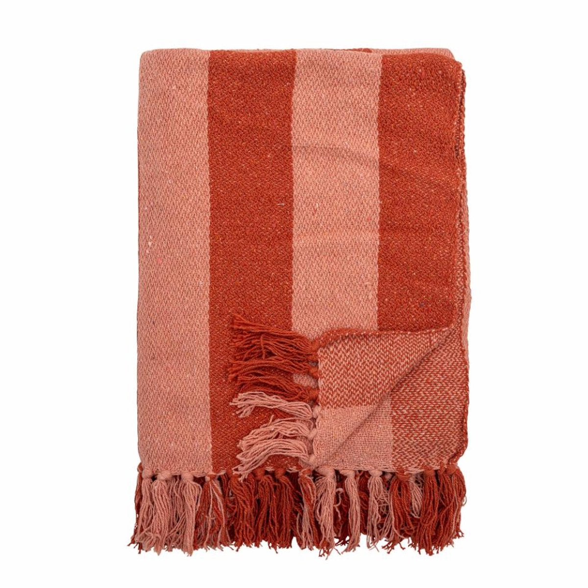 Bloomingville - plaid frello rosso arancio - 130x160 cm - cotone riciclato