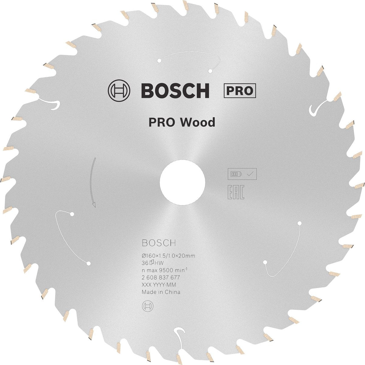 Lama per sega a batteria Bosch pro wood per seghe circolari 160 x 1,5 x 20 mm - ...