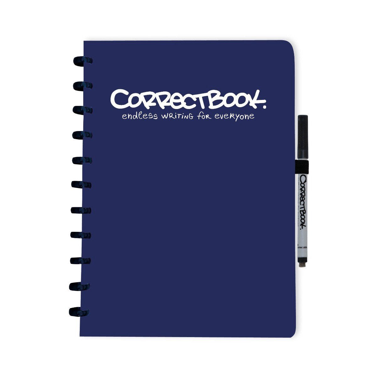 Quaderno cancellabile Correctbook A4 – quaderno riutilizzabile – blu notte – vuoto – inclusa salvietta per penna – può essere integrato con pagine extra