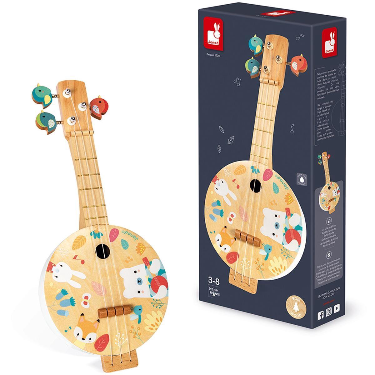 Janod - pure - banjo de madera con colores pastel
