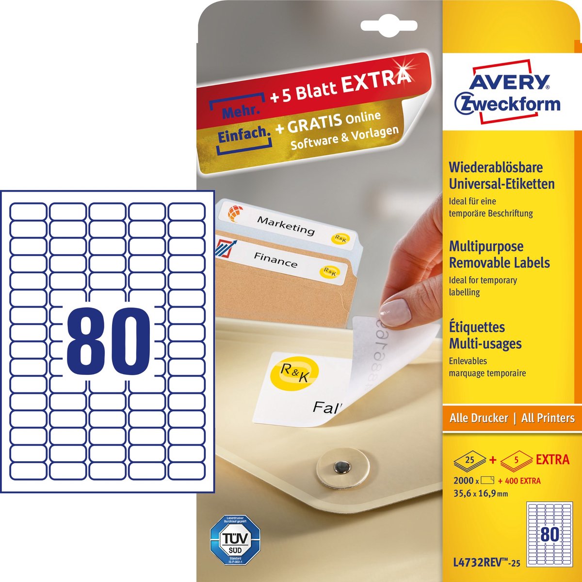 Etichetta stampante Avery l4732rev-25