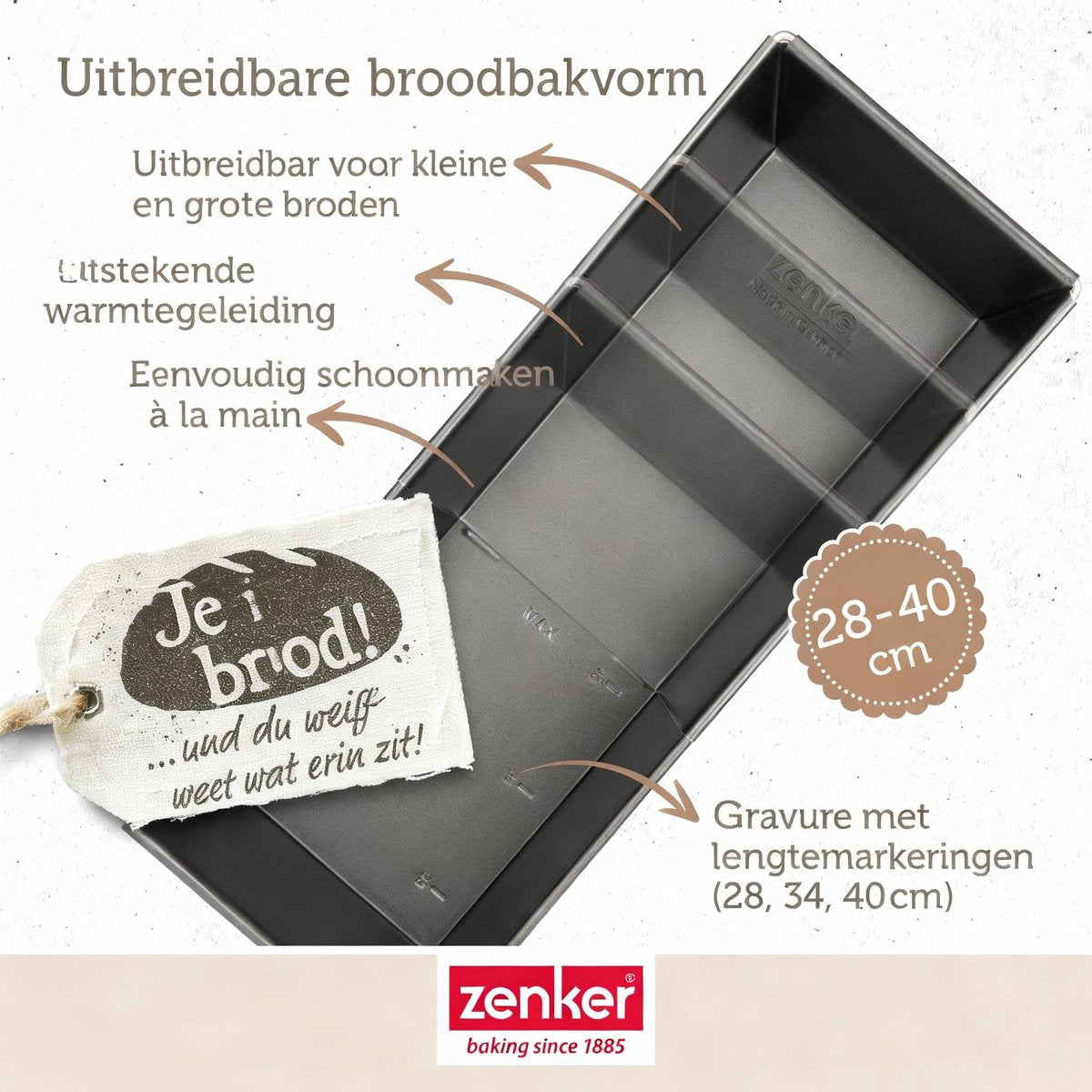 Zenker uitrekbare cakevorm 28 tot 40 cm black metallic