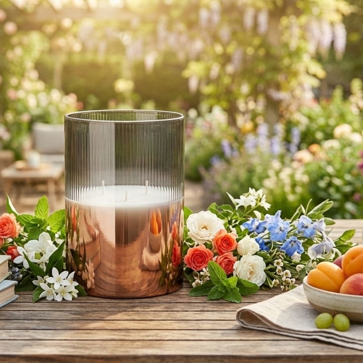 Candela led Arti casa con stoppino mobile - 3 stoppini - timer 6 ore - ø15 x 20 cm - grigio
