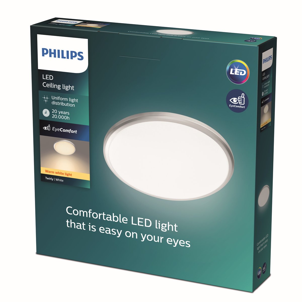 Philips Lámpara de techo LED Philips Twirly - Gris - Pequeña - Luz blanca cálida - 12 W