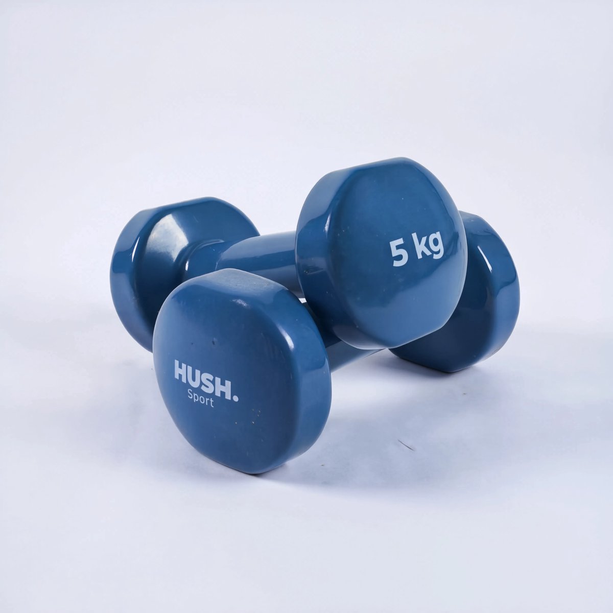 Hush sport - juego de mancuernas 2 x 5 kg azul oscuro - revestimiento de vinilo con agarre antideslizante - hierro fundido - práctico diseño hexagonal - adecuado para entrenamiento de fuerza fitness