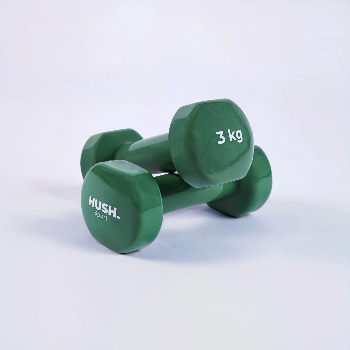 Hush sport - juego de mancuernas 2 x 3 kg verde oliva - revestimiento de vinilo con agarre antideslizante - hierro fundido - práctico diseño hexagonal - adecuado para entrenamiento de fuerza fitness
